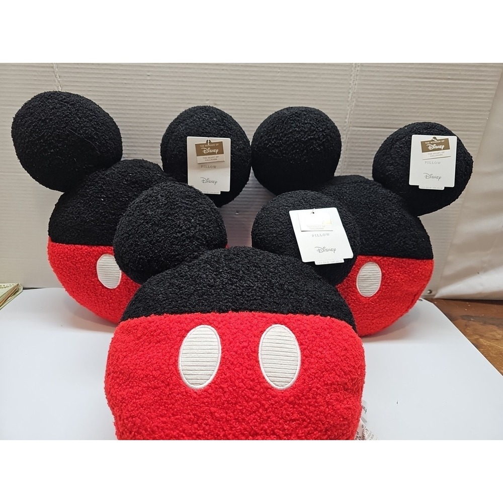 Heart Of Hallmark Pillow Mickey Mouse Shaped Round Throw 14" Plush (Set Of 3)